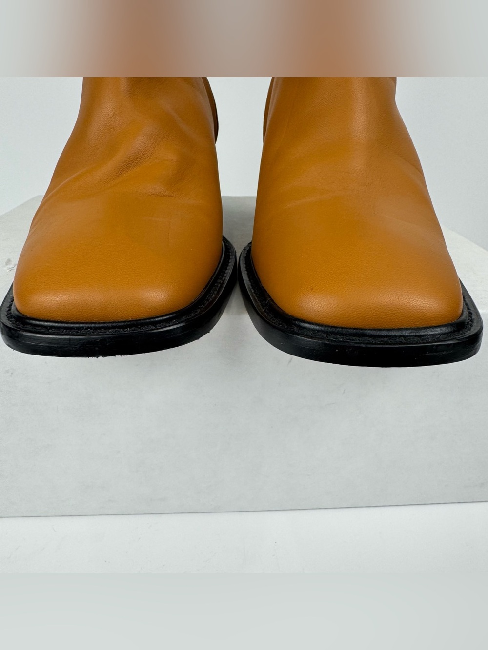 Everlane The City Boot Ankle Boots Saddle Brown 100% Leather Square Toe Size 7 - Picture 8 of 12